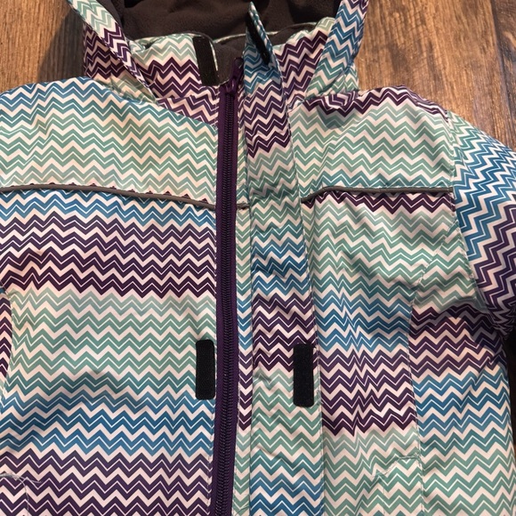 Iceburg Outerwear Girls Multicolor Chevron Pattern Hooded Jacket Size XS 4/5 - Picture 9 of 10
